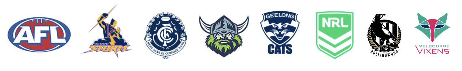 AFL, Melbourne Storm, Carlton, Canberra Raiders, Geelong Cats, NRL, Collingwood, Melbourne Vixens